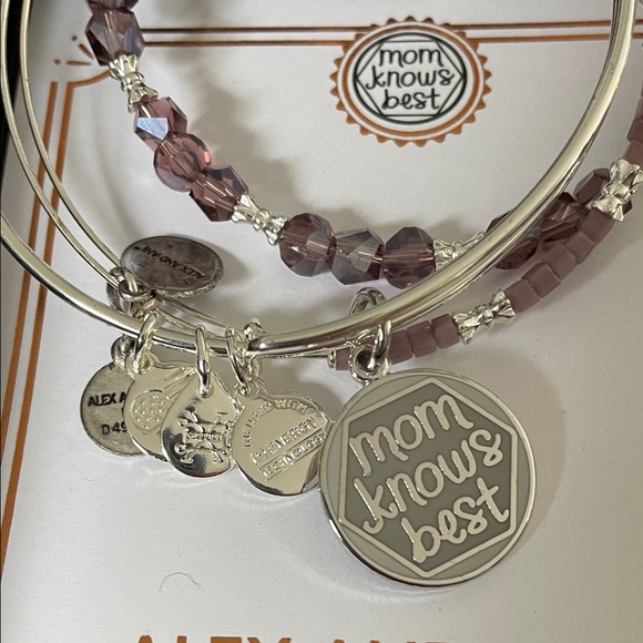 Alex and Ani Silver and Mauve Bracelet Duo - Picture 2 of 2